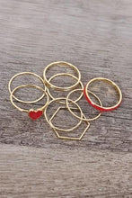 Load image into Gallery viewer, Heart-Shaped Enamel Charm Ring Set